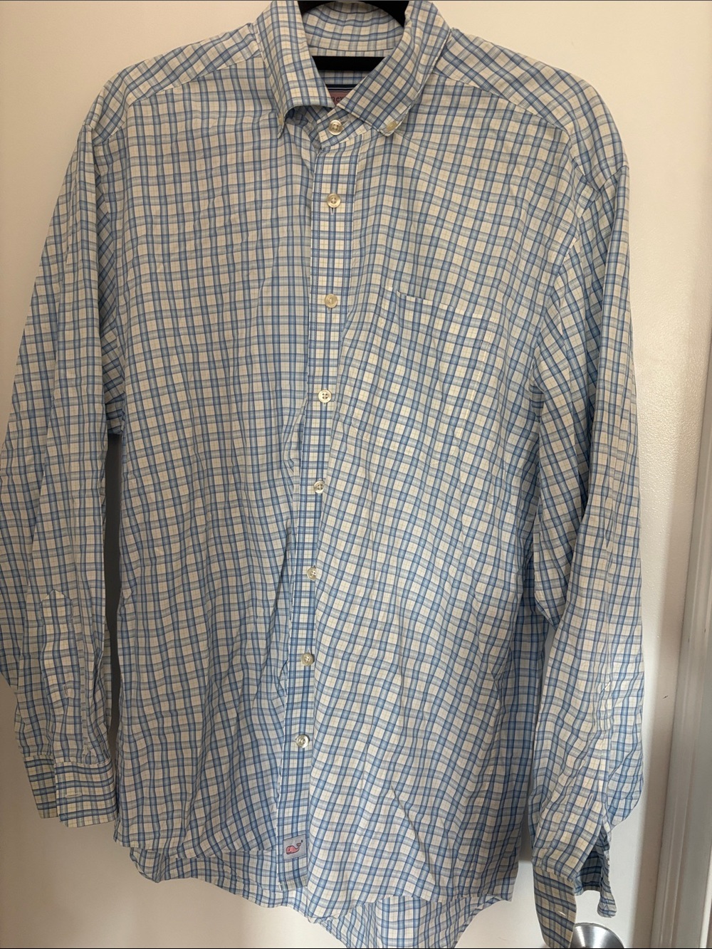 Vineyard Vines Murray Short Light Blue and White Plaid Button-Down Shirt